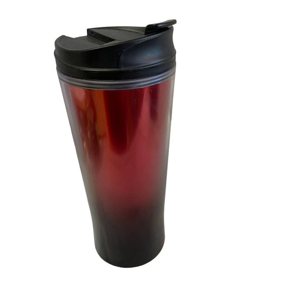 Vintage STARBUCKS OMBRE TUMBLER Mugs Cups Red Black Ombre 2009 Travel 12oz 8" - Picture 3 of 7
